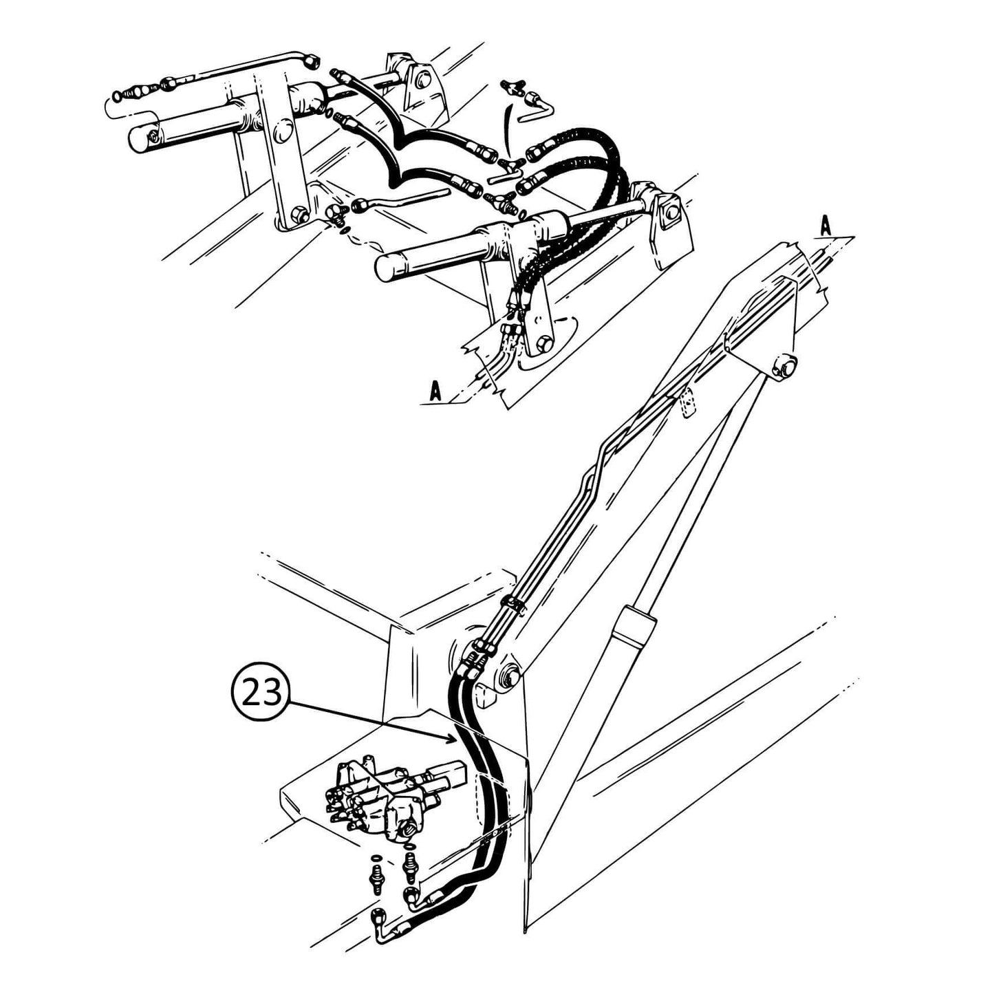 Case 580C Hose from Loader Valve to Hyd Lines 23 HW Part Store