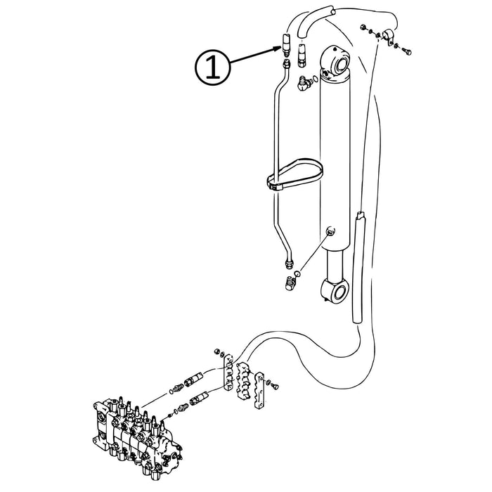 Case 580L Hose - to Backhoe Boom Cylinder - Rod End -