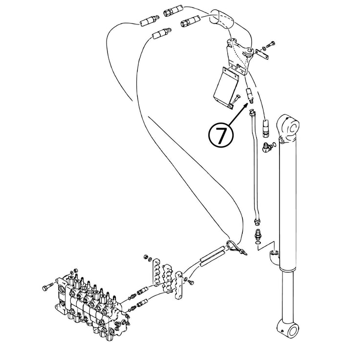 Case 580L Hose - to Backhoe Bucket Cylinder w/ Ext Dipper - Rod End -