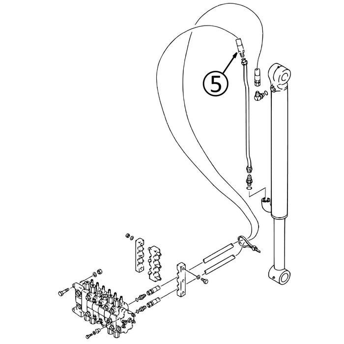 Case 580L Hose - to Backhoe Bucket Cylinder w/o Ext Dipper - Rod End -