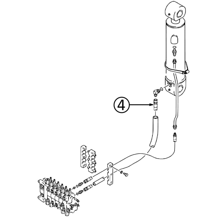 Case 580L Hose - to Backhoe Dipper Cylinder - Bore End -