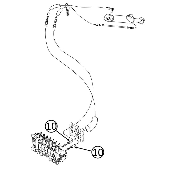 Case 580L Hose - From Valve to Dipper Extension Cylinder Hoses -