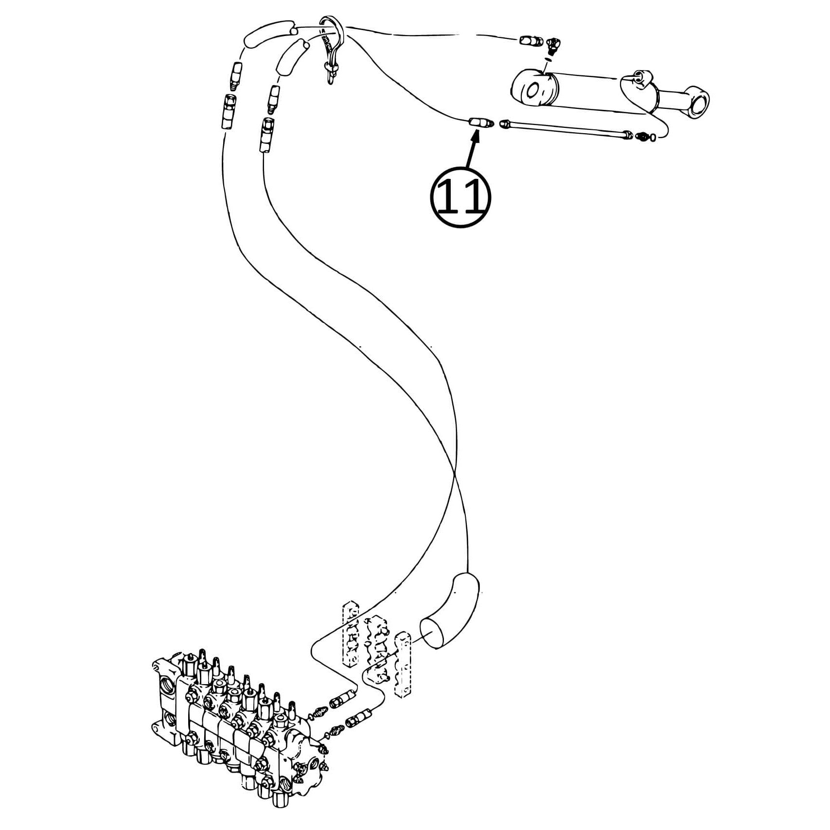 Case 580L Hose - to Dipper Ext Cylinder Rod End | HW Part Store