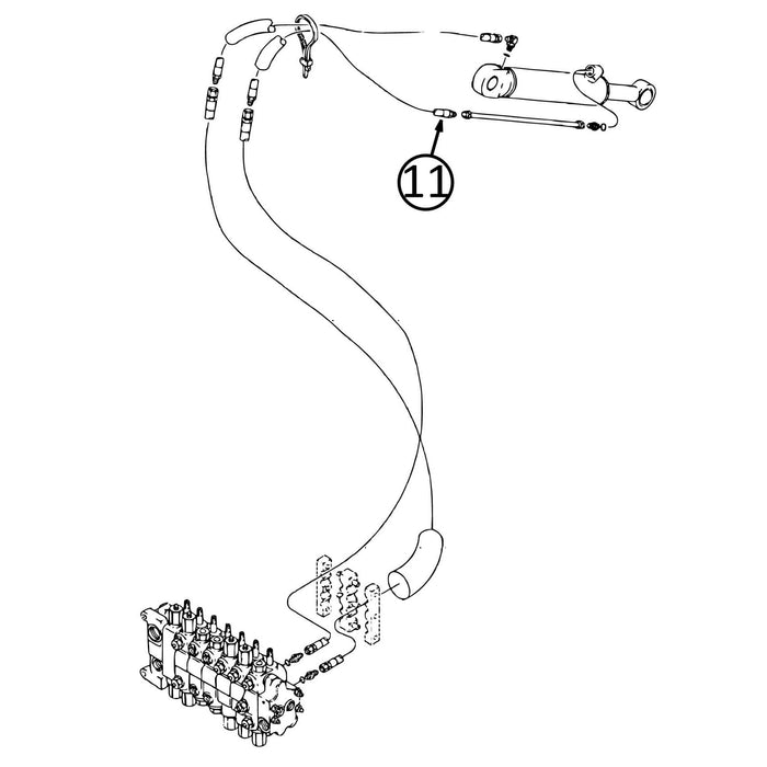 Case 580L Hose - to Backhoe Dipper Extension Cylinder - Rod End -