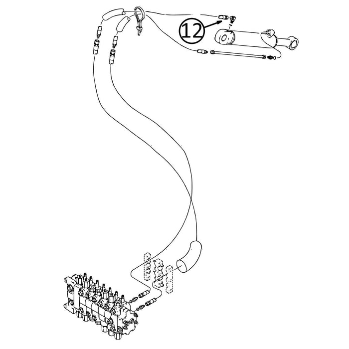 Case 580L Hose - to Backhoe Dipper Extension Cylinder - Bore End -