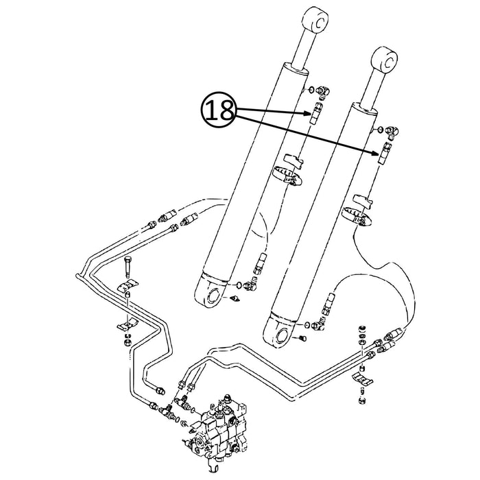 Case 580L Hose - to Loader Lift Cylinders - Rod Ends -