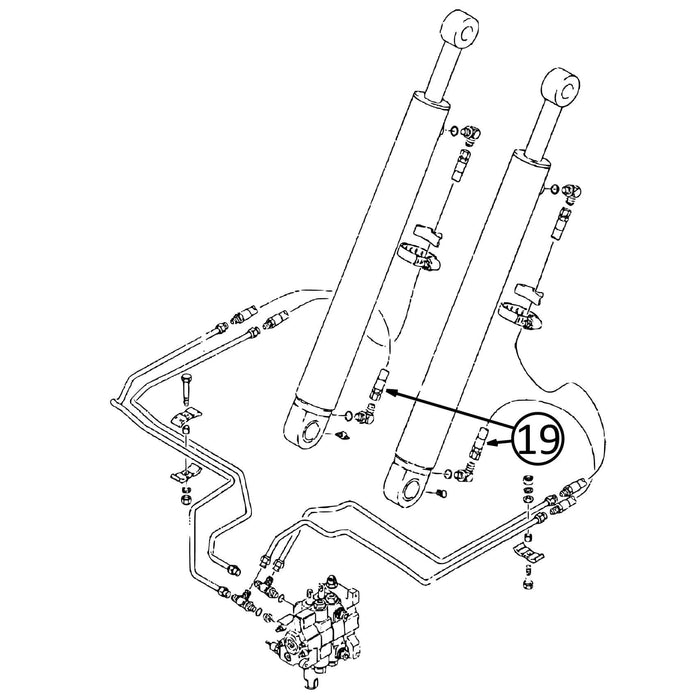 Case 580L Hose - to Loader Lift Cylinders - Bore Ends -