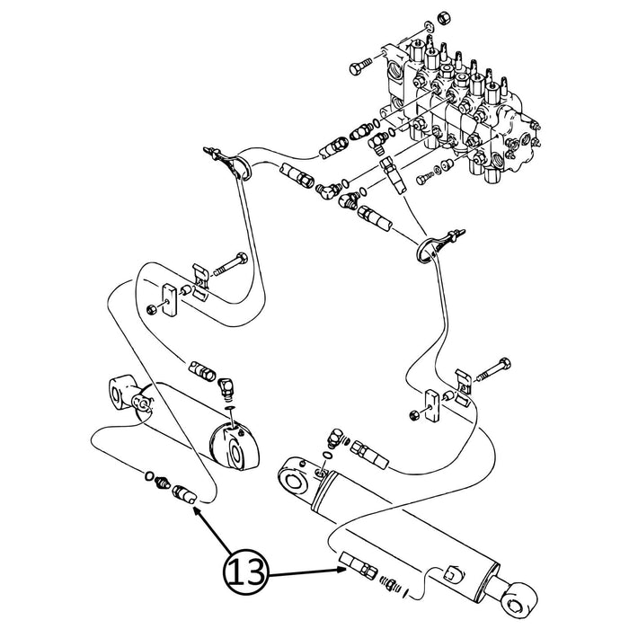 Case 580L Hose - to Outrigger Cylinders - Rod Ends -