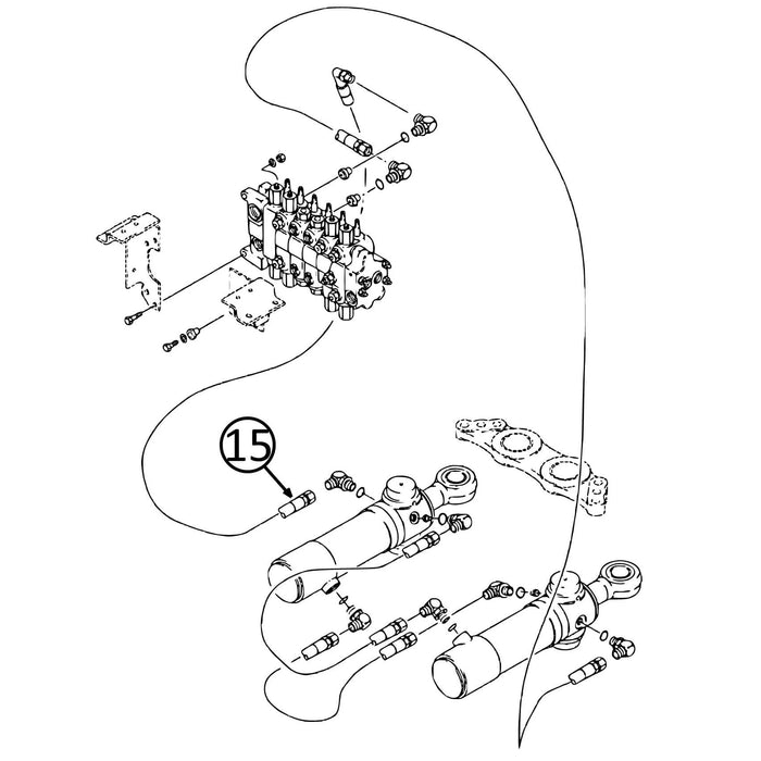 Case 580L Hose - From Valve to L/H Swing Cylinder -