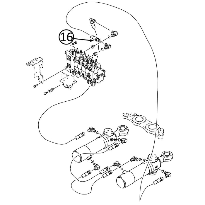 Case 580L Hose - From Valve to R/H Swing Cylinder -