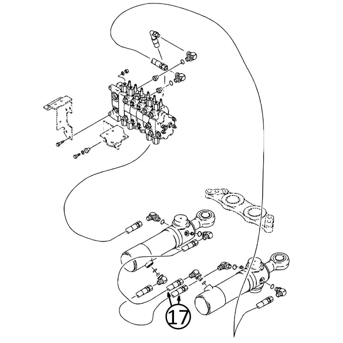 Case 580L Hose - Swing Cylinder Crossover - Priority Swing -