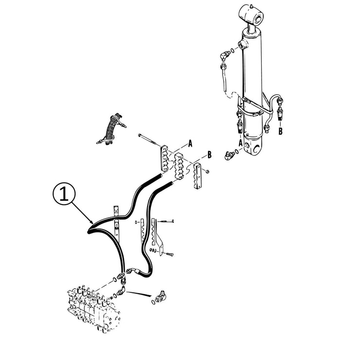 Case 580SK Hose - to Backhoe Boom Cylinder - Rod End -