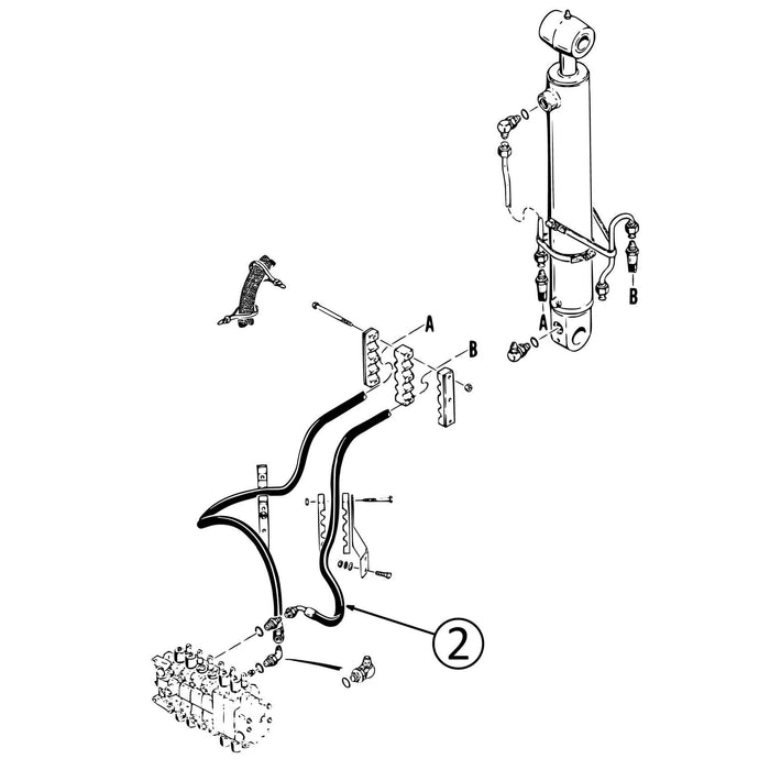 Case 580SK Hose - to Backhoe Boom Cylinder - Bore End -