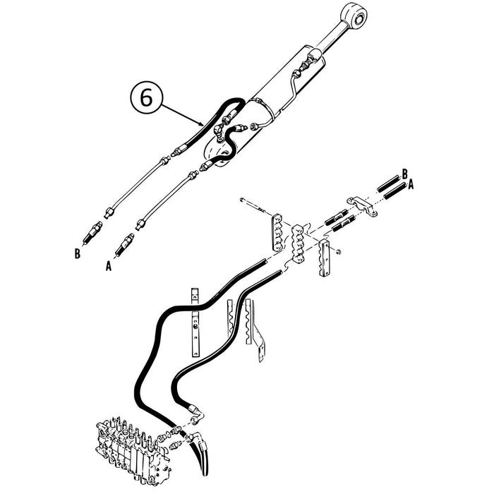 Case 580SK Hose - to Backhoe Dipper Cylinder - Bore End -