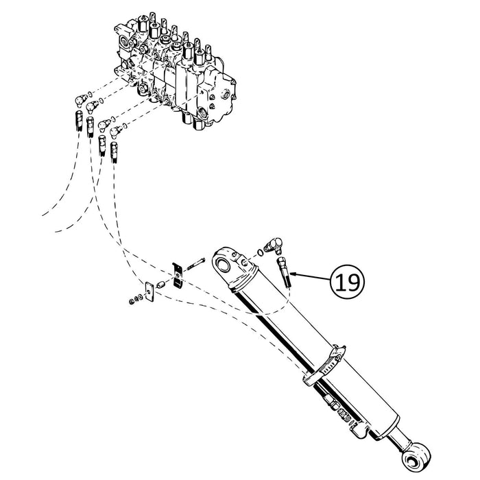 Case 580SK Hose - to Outrigger Cylinders - Bore Ends -