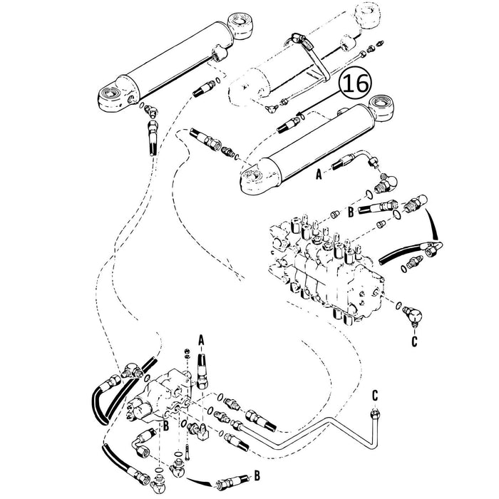 Case 580SK Hose - to R/H Swing Cylinder - Rod End -