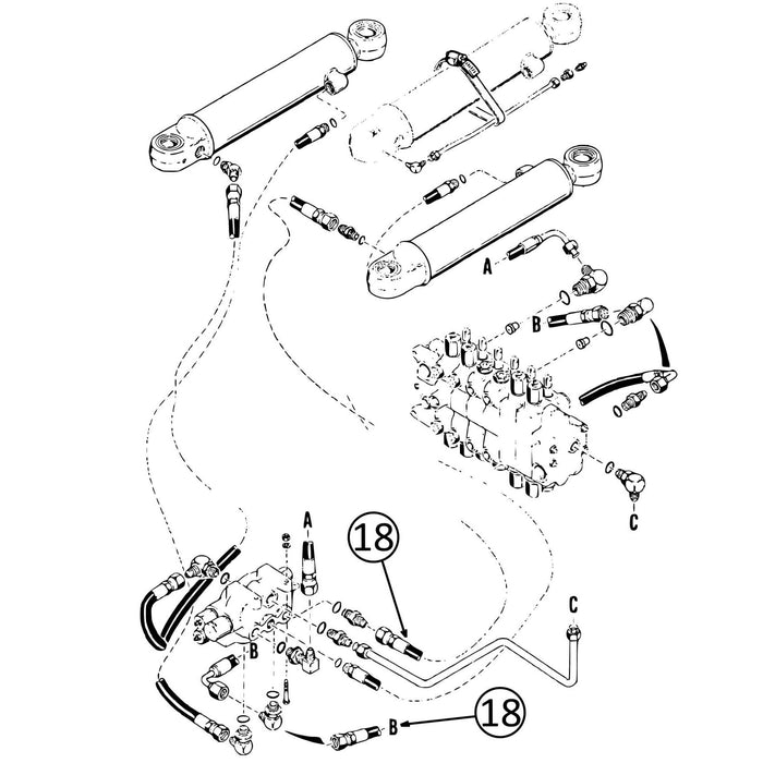 Case 580SK Hose - Backhoe Valve to Swing Valve -