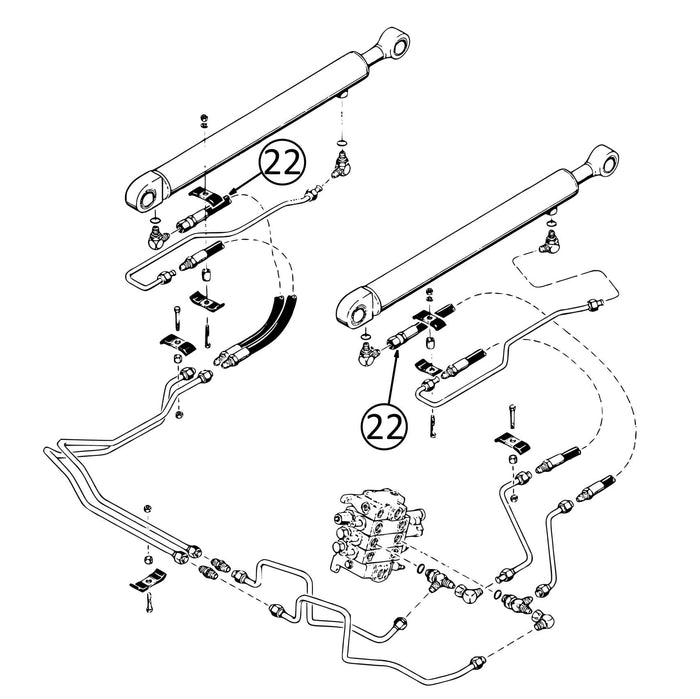 Case 580SK Hose - to Loader Lift Cylinders - Bore Ends - s/n: -JJG0169931 -