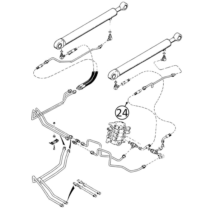 Case 580SK Hose - to R/H Loader Lift Cylinder - Rod End - s/n: JJG0169932-Up -