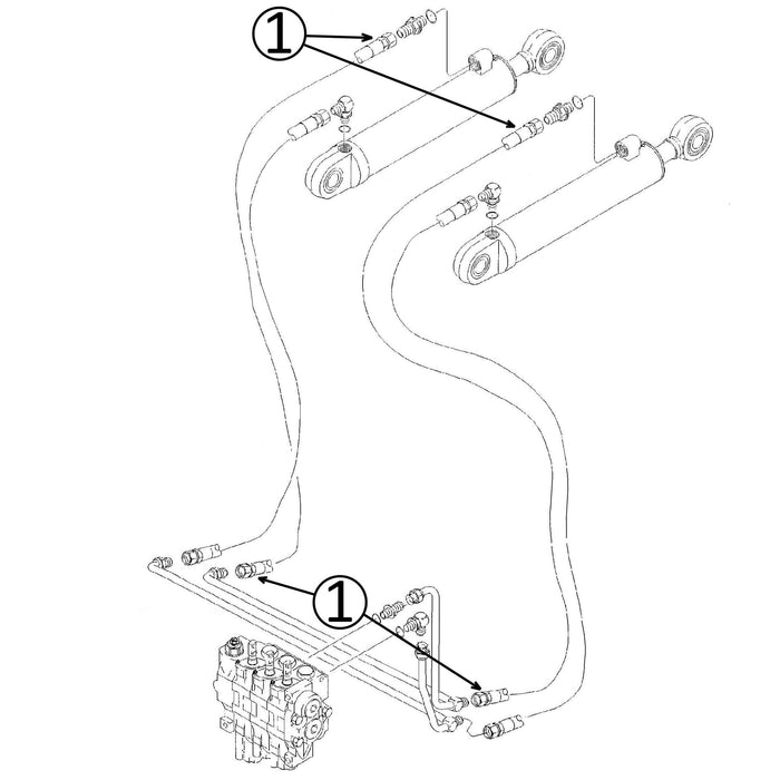 Case 850G Hose - to Dozer Lift Cylinders - Rod Ends -