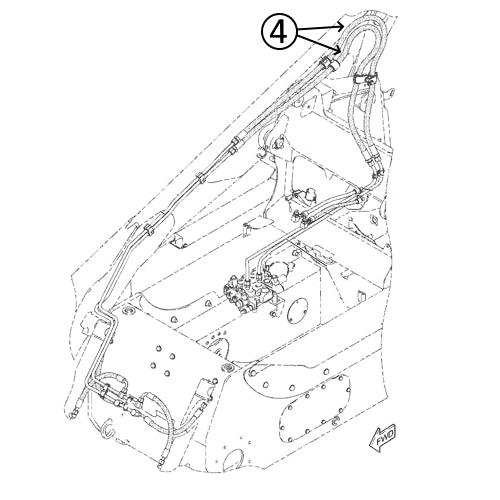 Cat 248B Hose - At Arm Pivot - in Loader Bucket Tilt Circuit -