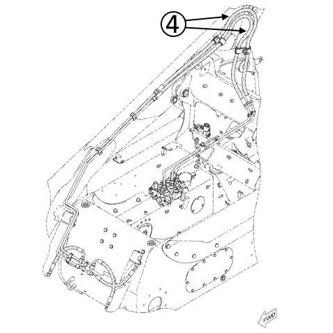 Cat 252B & 262B Hose - At Arm Pivot - in Loader Bucket Tilt Circuit -