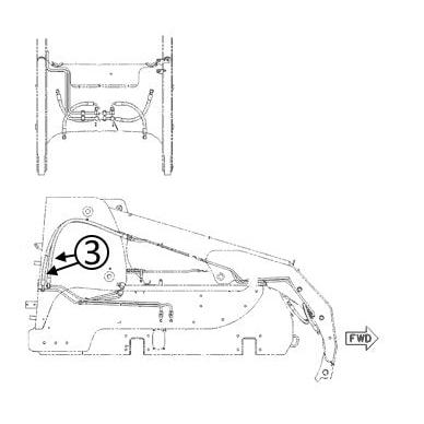 Cat 267 & 277 Hose - At Arm Pivot - in Loader Tilt Circuit -