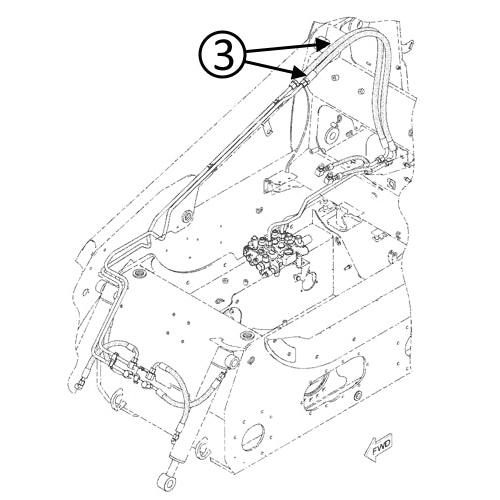 Cat 268B Hose - At Arm Pivot - in Loader Tilt Circuit -