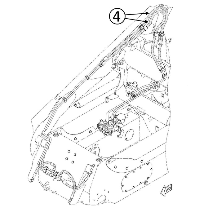 Cat 287 & 287B Hose - At Arm Pivot - in Loader Bucket Tilt Circuit -