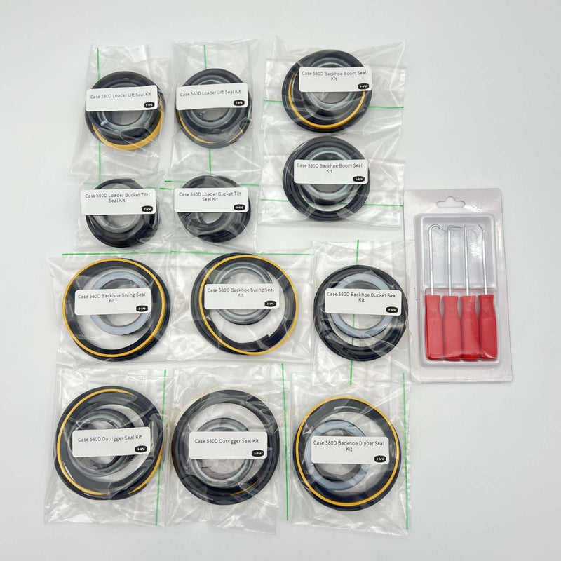 Case 580D Backhoe Stick Cylinder Hydraulic Seal Kit - Foxkits.com 580D-DS (4" Bore, 2" Rod)
