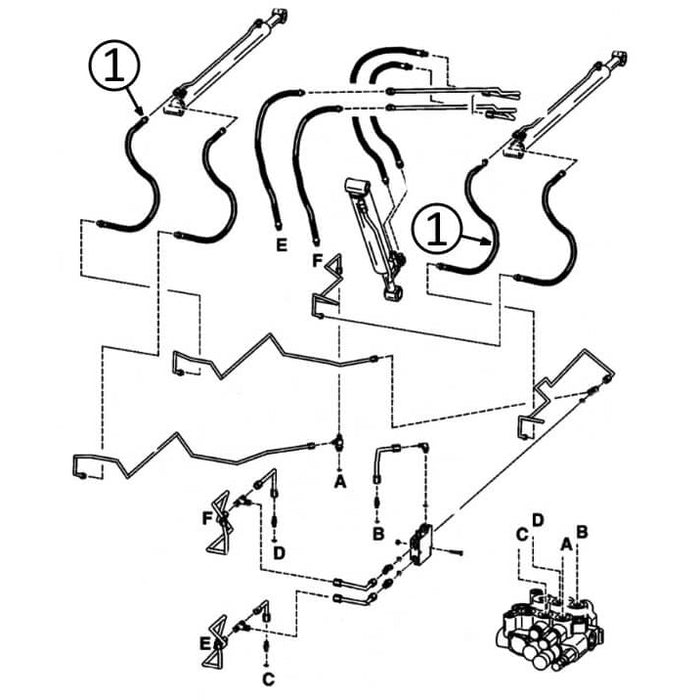 Bobcat 853 Hose - to Loader Lift Cylinders - Rod Ends -