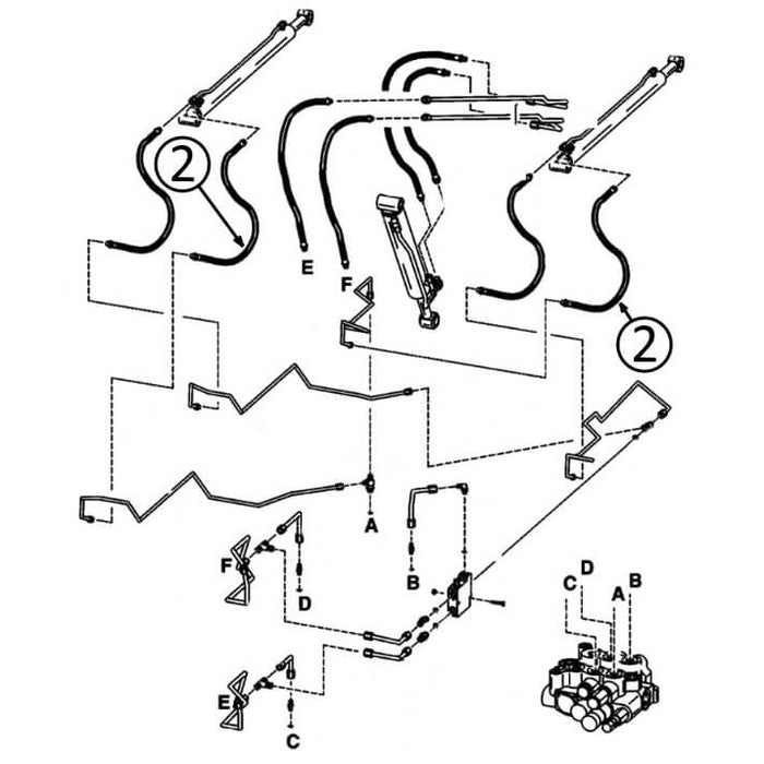 Bobcat 853 Hose - to Loader Lift Cylinders - Bore Ends -