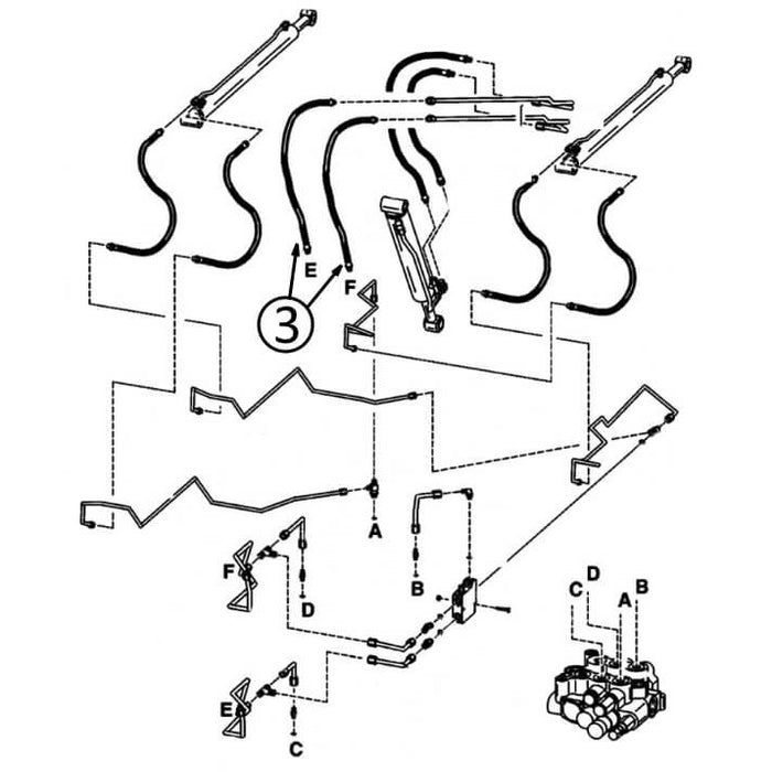 Bobcat 853 Hose - At Arm Pivot - to Loader Bucket Tilt Cylinder -