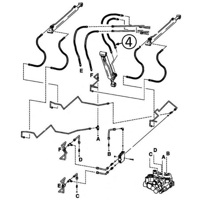 Bobcat 853 Hose - to Loader Bucket Tilt Cylinder - Rod End -