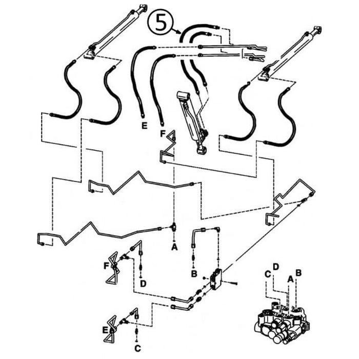 Bobcat 853 Hose - to Loader Bucket Tilt Cylinder - Bore End -