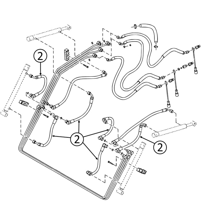John Deere 120E Loader Hose - to Loader Tilt Cylinders and Bore Ends of Lift - 2 | HW Part Store