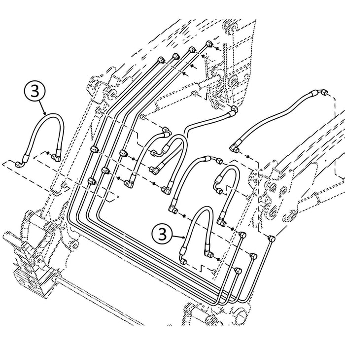 John Deere 120R Hose - MSL - to Loader Bucket Tilt Cylinders - Rod Ends - 3 | HW Part Store