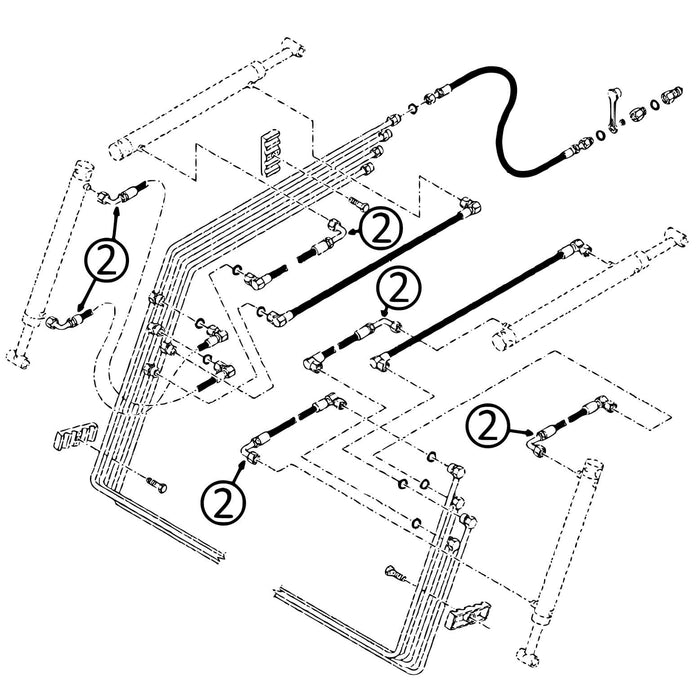 John Deere 200X & 200CX Loader Hose - to Tilt Cylinders & Bore Ends of Lift Cylinders - 2 | HW Part Store