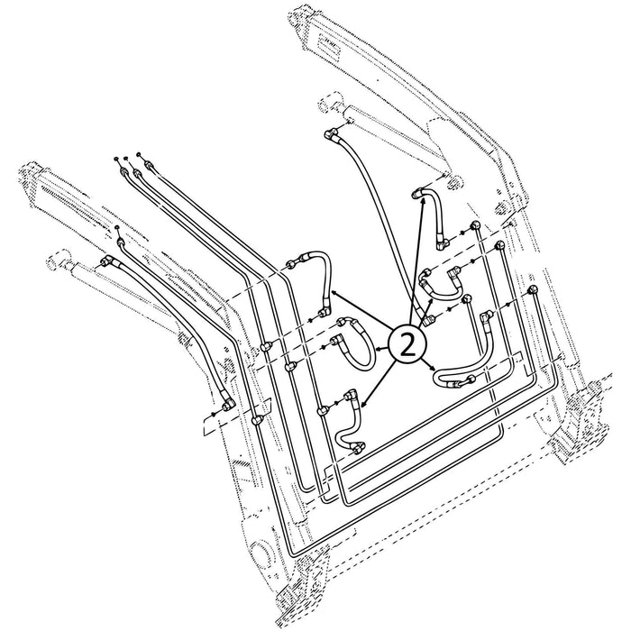 John Deere 300E Hose - NSL - to Loader Tilt & Bore Ends of Lift Cylinders - 2 | HW Part Store