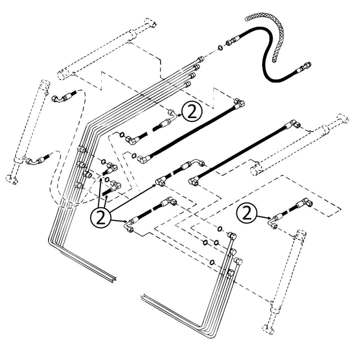 John Deere 305 Hose - to Loader Tilt Cylinders - Both Ends & Lift - Bore Ends - 2 | HW Part Store