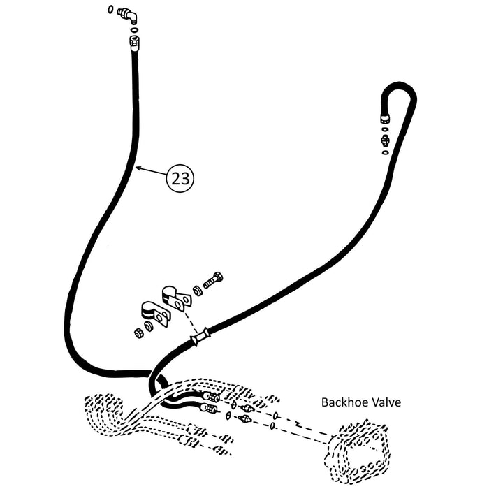 John Deere 300D & 310D Hose - to Boom Cylinder - Bore End -