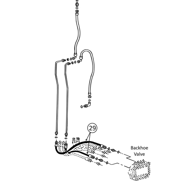 John Deere 300D & 310D Hose - from Valve to Lines for Dipper Cyl - s/n: Up to 802199 -