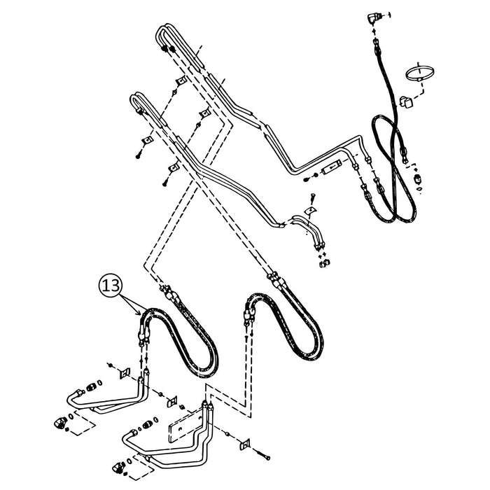 John Deere 300D & 310D Hose - At Arm - for Loader Tilt - s/n: Up to 807613 -