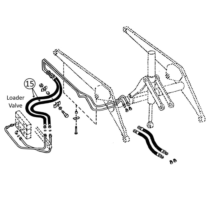 John Deere 300D & 310D Hose - At Arm - for Aux Circuit -