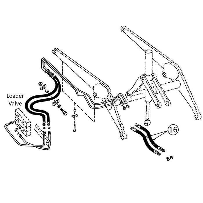 John Deere 300D & 310D Hose - to Auxiliary Function -