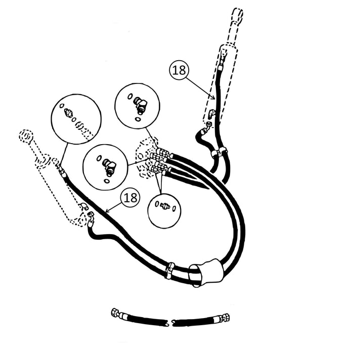 John Deere 300D & 310D Hose - to Outrigger Cylinders - Rod End -