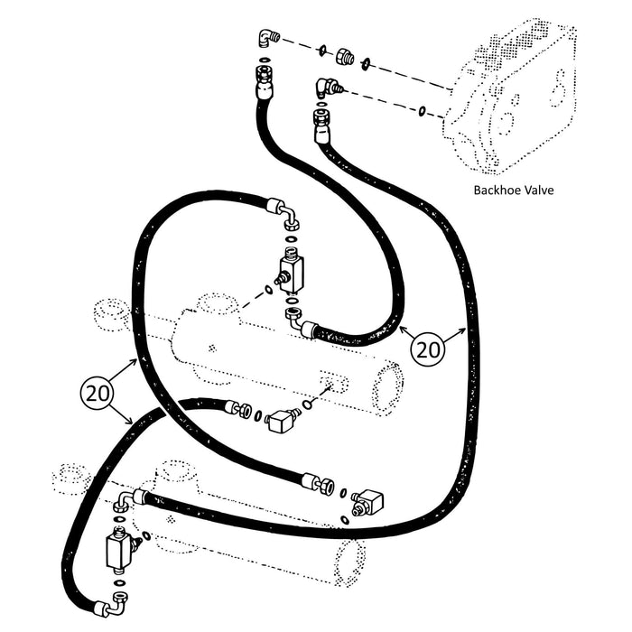 John Deere 310D Hose - to Swing Cylinders - s/n: Up to 802199 -