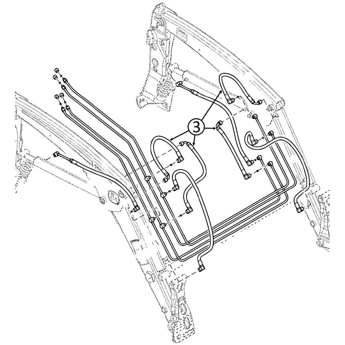 John Deere 320R Hose - to Loader Lift & Tilt Cylinders - Bore Ends - 3 | HW Part Store