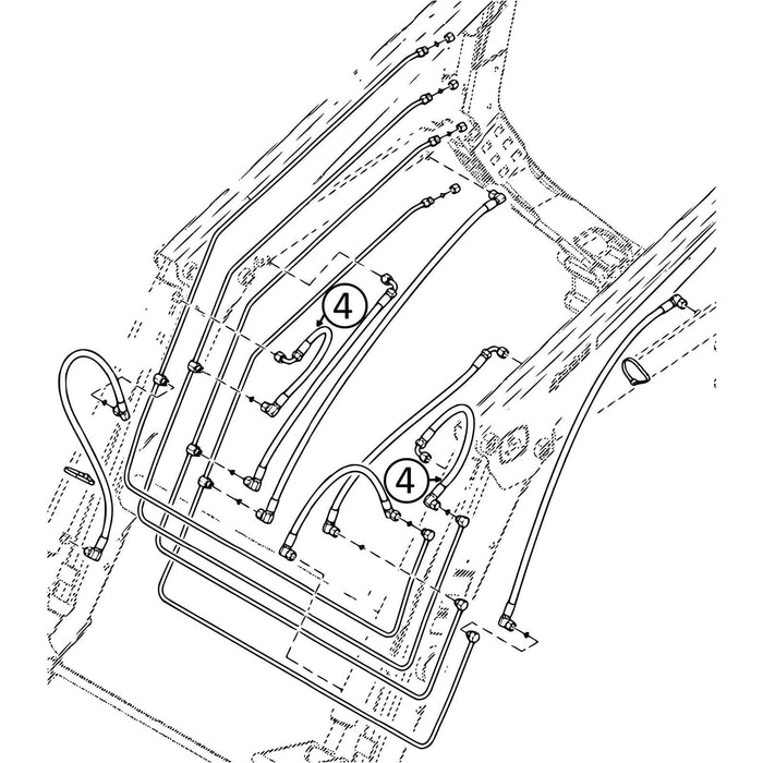 John Deere 400E Hose - to Loader Bucket Tilt Cylinders - Bore Ends - 4 | HW Part Store