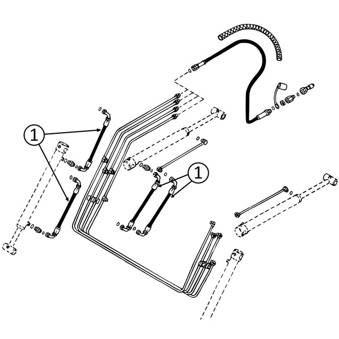 John Deere 410 Hose - s/n: Up to 008801 - to Loader Lift & Tilt Cylinders - 1 | HW Part Store
